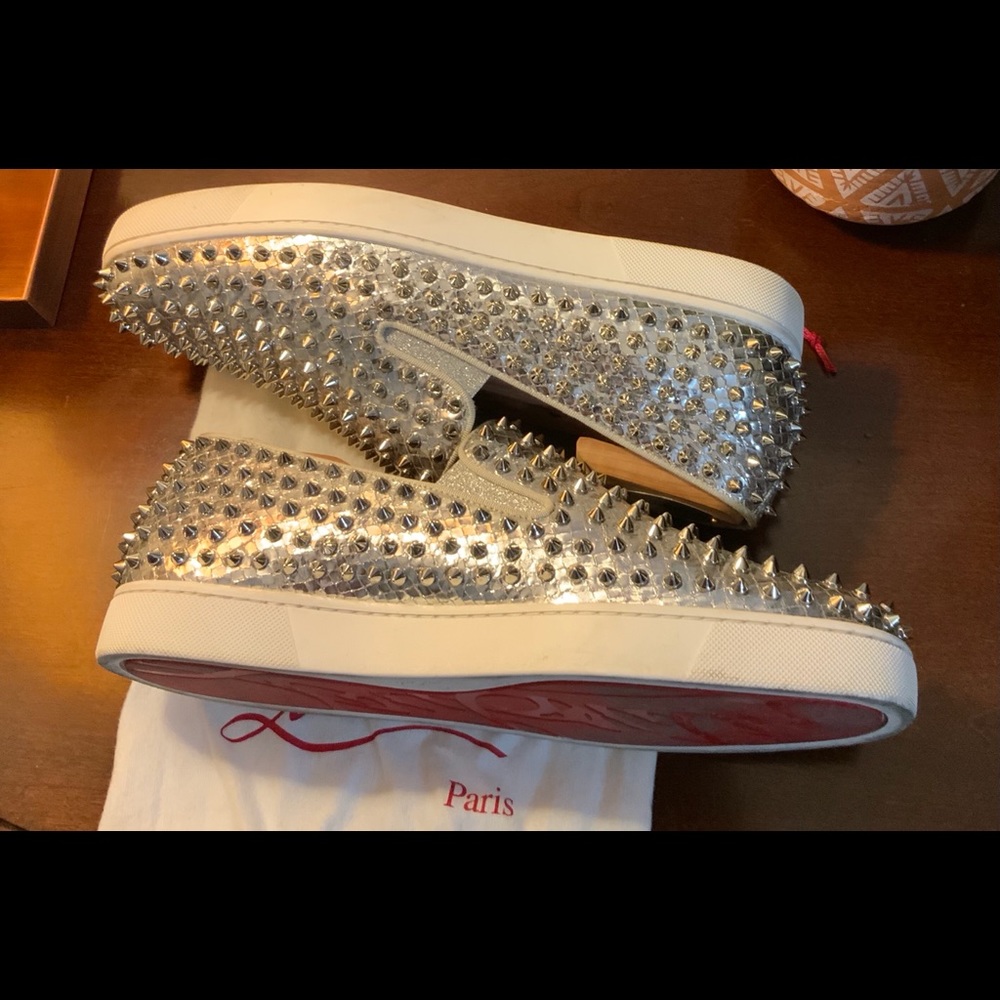Silver Roller Boat Men’s Christian Louboutins - Picture 2 of 9